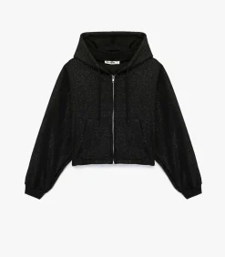 Zwart Sweatshirt met Capuchon en Zakdetails