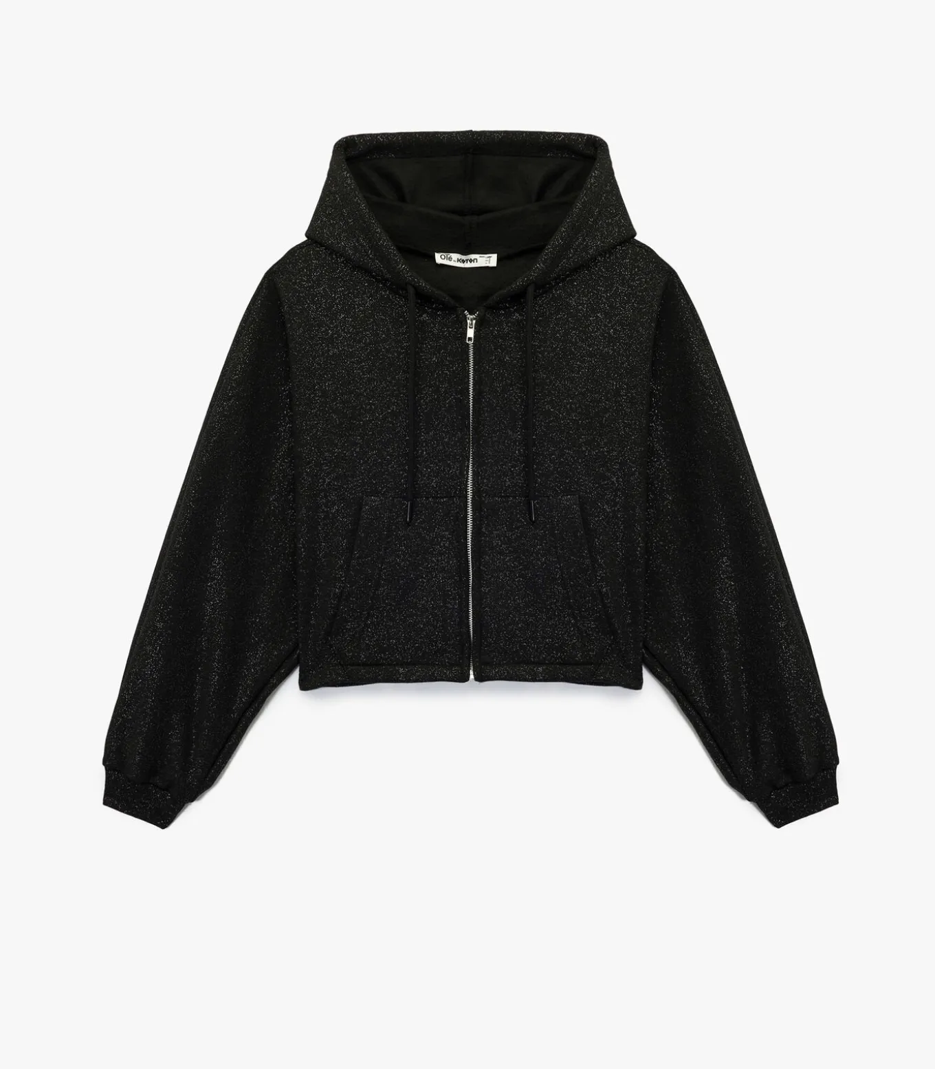 Zwart Sweatshirt met Capuchon en Zakdetails