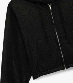 Zwart Sweatshirt met Capuchon en Zakdetails