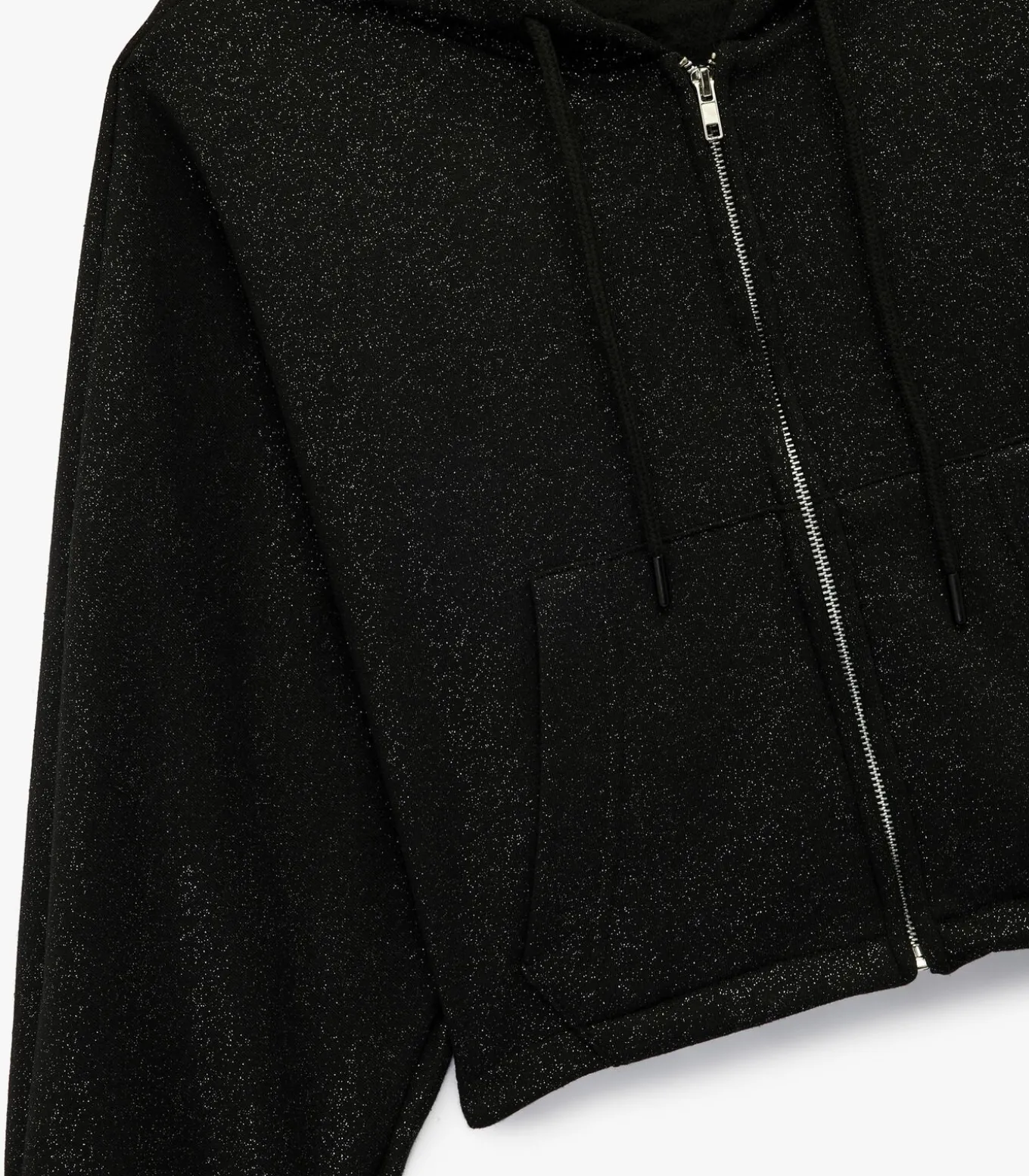 Zwart Sweatshirt met Capuchon en Zakdetails