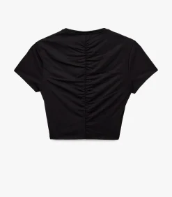 Zwarte Crop Top Korte Mouwen