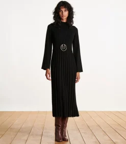 Zwarte halflange gebreide jurk