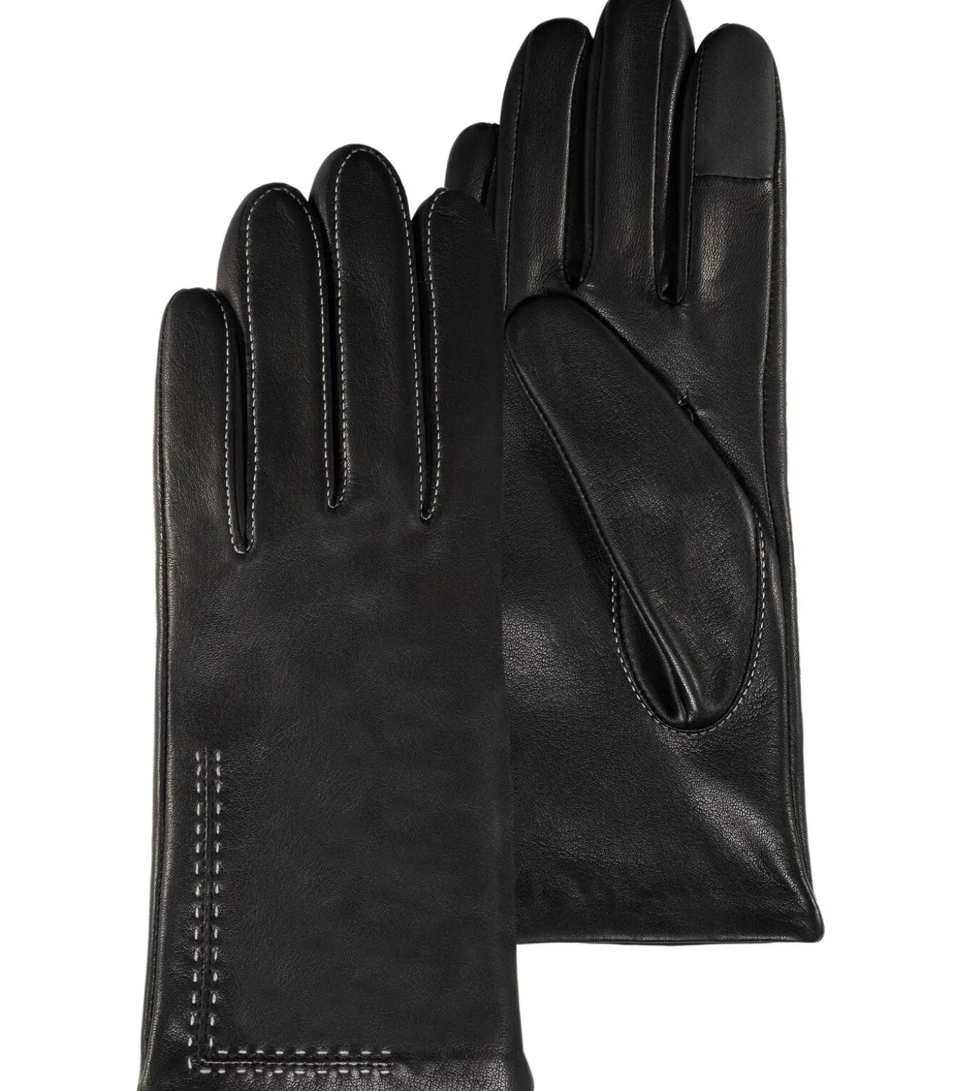 Zwarte lamsleren handschoenen met stiksels voor dames