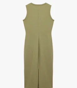 Zwarte Mouwloze Midi-jurk met Ceintuur