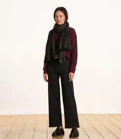 Zwarte sjaal van wol en katoen