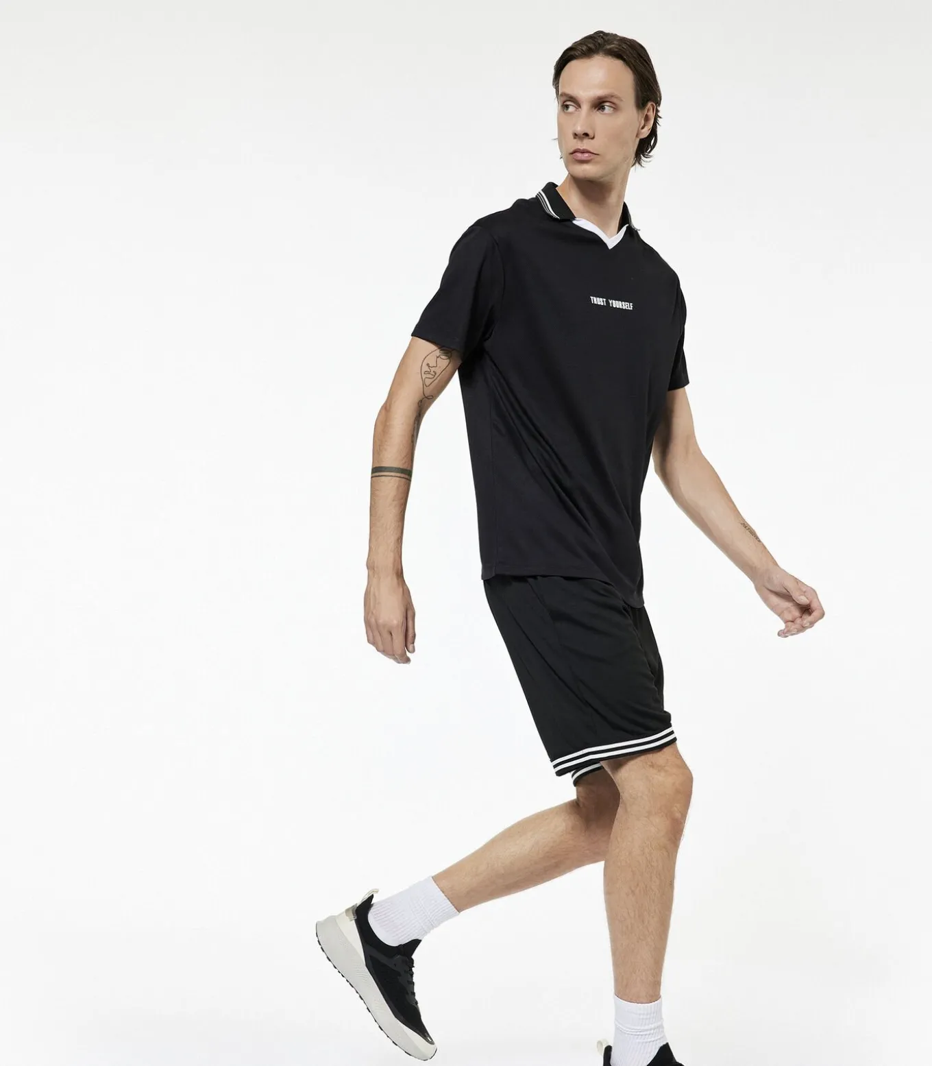 Zwarte Sportkorte Broek Normale Taille Met Zakdetail