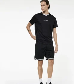 Zwarte Sportkorte Broek Normale Taille Met Zakdetail