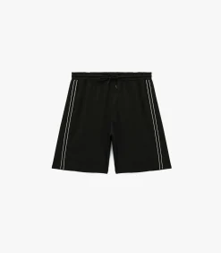 Zwarte Sportshort met Elastische Taille en Strependetail