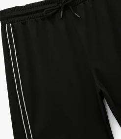 Zwarte Sportshort met Elastische Taille en Strependetail